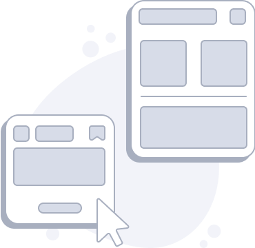Two cards with placeholder information